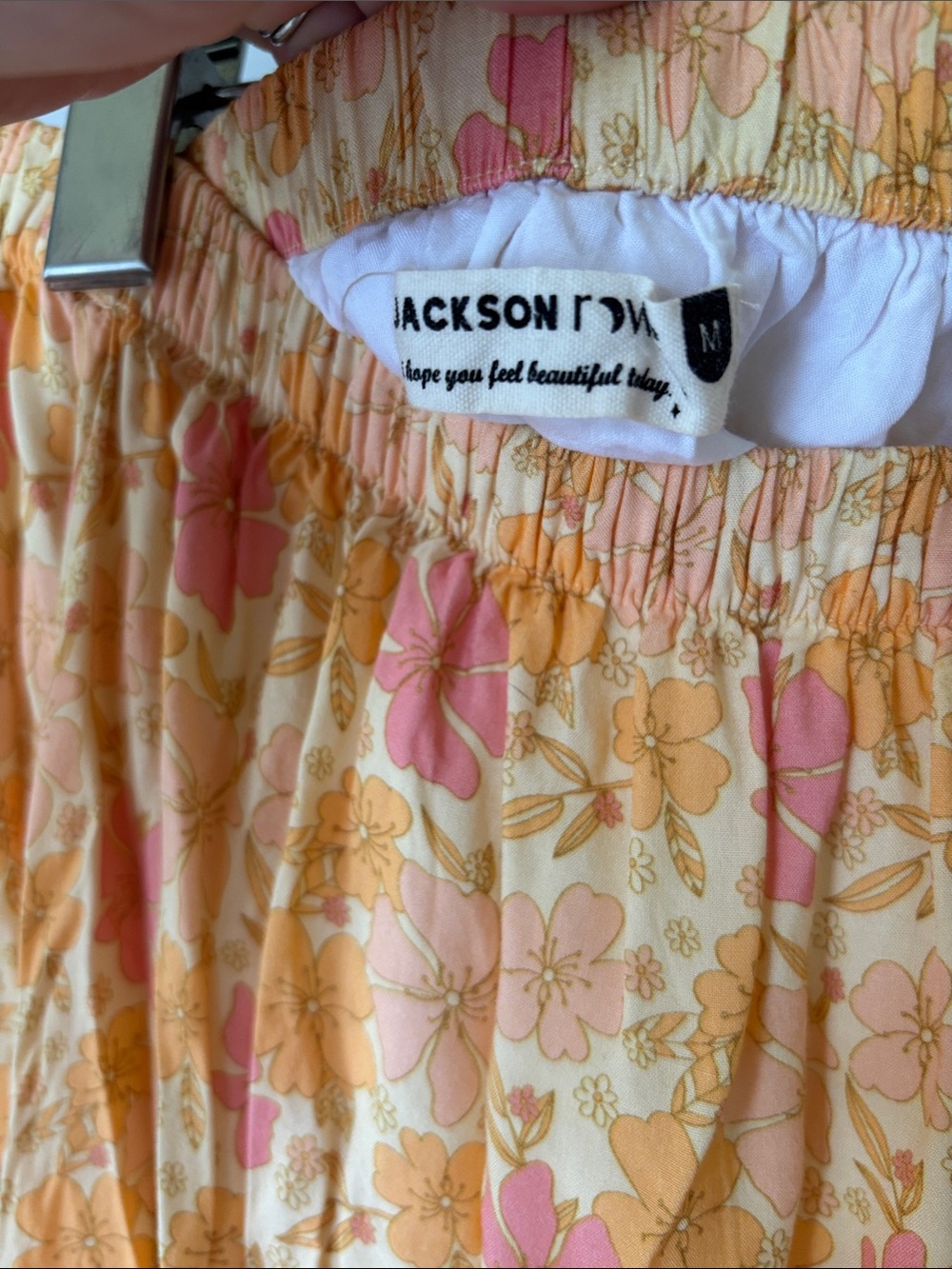 Jackson Rowe Floral Midi/Maxi Skirt Yellow Pink Boho Cottagecore M - Picture 4 of 7